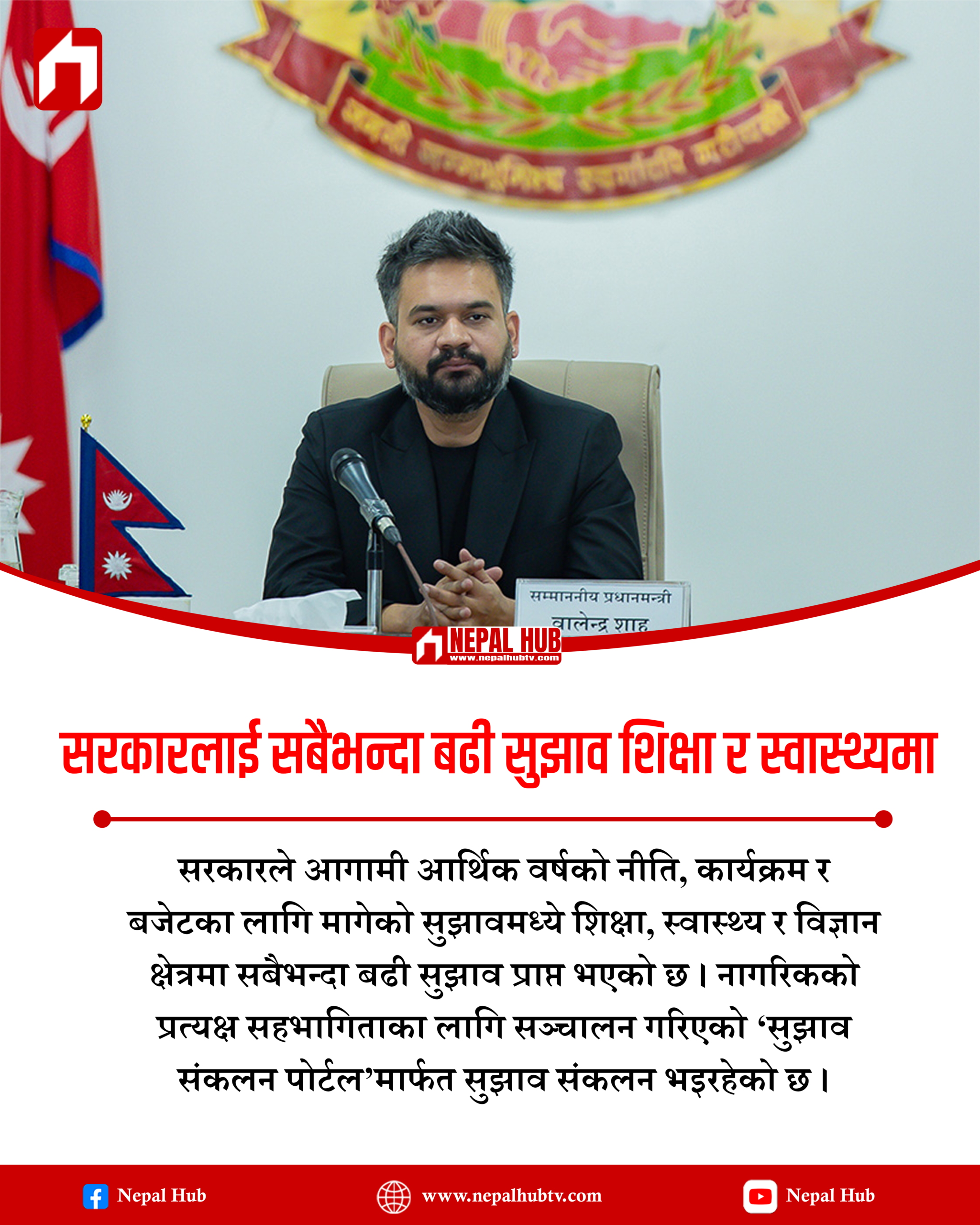 सरकारलाई सबैभन्दा बढी सुझाव शिक्षा र स्वास्थ्यमा